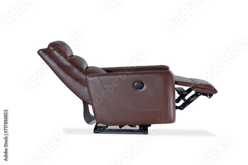 Φωτογραφία Brown Leather recliner chair isolated on white background, Comfortable Modern Re