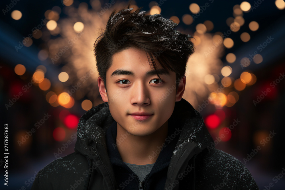 Fireworks show concept people watching admiring wonderful lights winter atmosphere Generative AI Fireworks show concept people watching admiring wonderful lights winter atmosphere Generative AI
