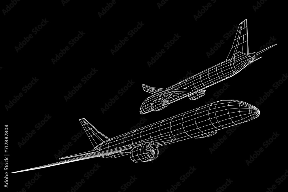 Airplane. Abstract airliner. Wireframe vector illustration Airplane. Abstract airliner. Wireframe vector illustration