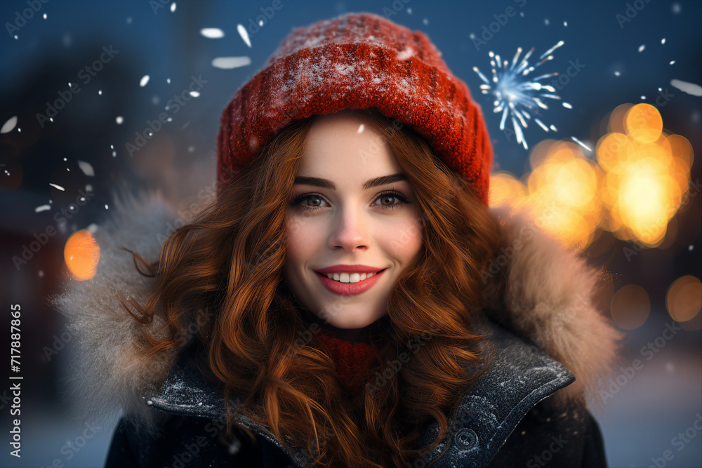 Fireworks show concept people watching admiring wonderful lights winter atmosphere Generative AI Fireworks show concept people watching admiring wonderful lights winter atmosphere Generative AI