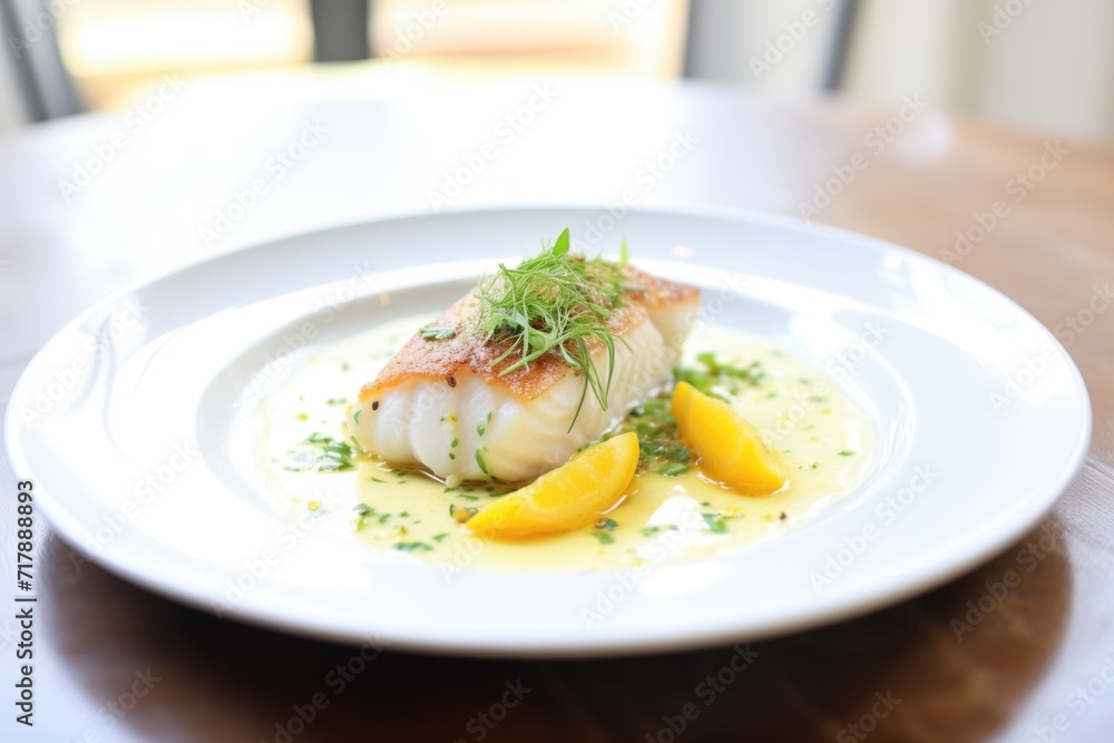 butter basted cod fillet with lemon curd