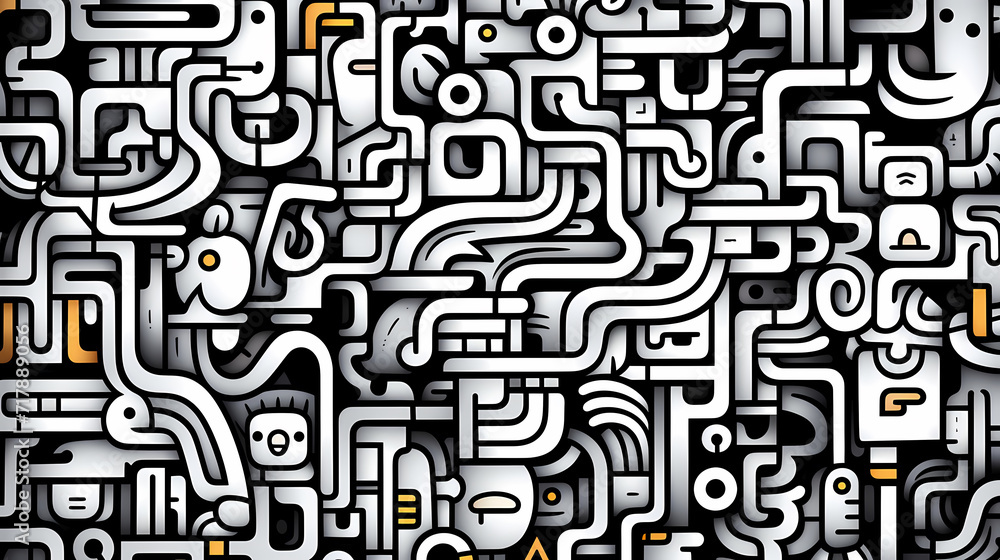 Funny doodle seamless pattern, artistic background Funny doodle seamless pattern, artistic background