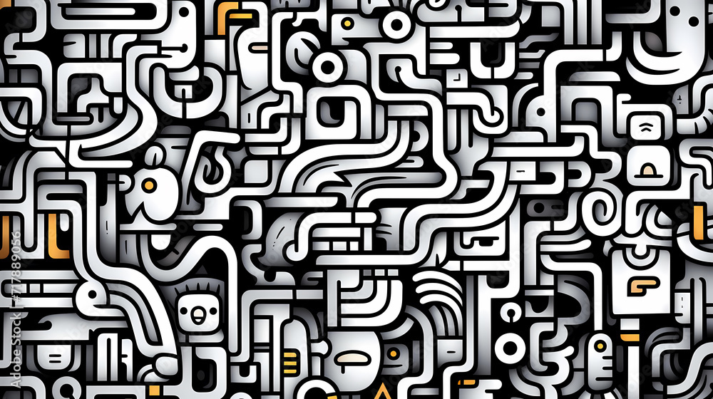 Funny doodle seamless pattern, artistic background