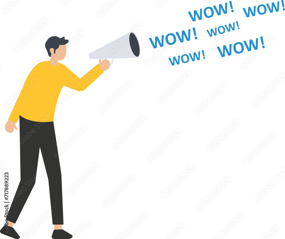 Wow, Communicate message, announce job vacancy for hiring, shouting promotion or company communication, warning alert or beware or important message concept
Wow, Communicate message, announce job vacancy for hiring, shouting promotion or company communication, warning alert or beware or important message concept