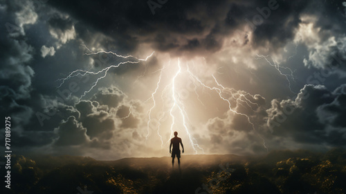 Man and lightning from heaven