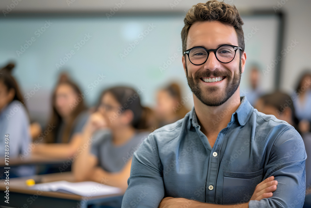 teacher and students in classroom, happy and smiling, learning lessons teacher and students in classroom, happy and smiling, learning lessons