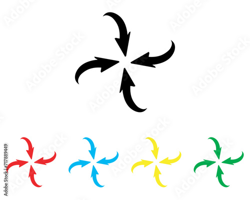 Inward arrow icon vector. Four Arrows icon sign symbol in trendy flat style. Set elements in colored icons. Arrow pointing center vector icon illustration isolated on white background