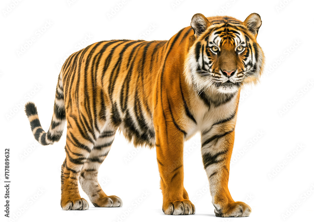 Beautiful tiger  isolated on white transparent  background, png
