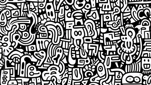 Funny doodle seamless pattern, artistic background © cai