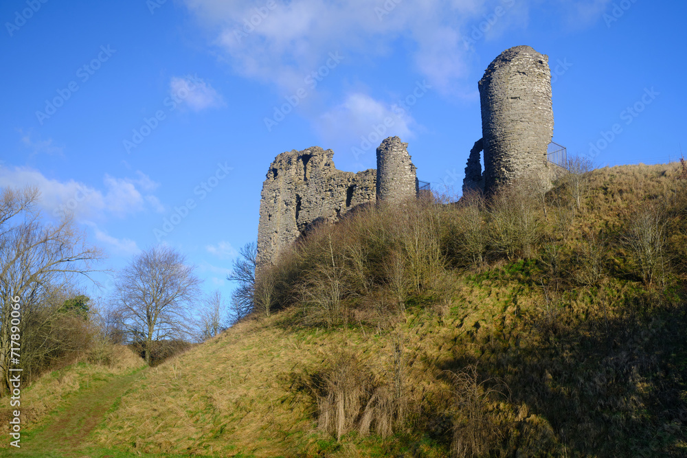 Clun Castle, a medieval castle ruin in Shropshire, UK