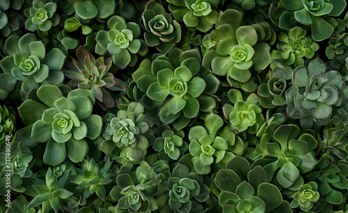 Green succulents arranged in an intricate pattern.