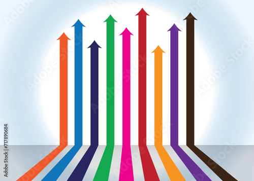 Colorful arrows up infographic vector illustration.