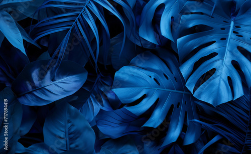Pantone Color of the Year. Blue Leaves Background. 