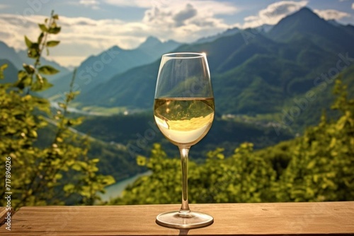 White wine with scenic view. Generative AI