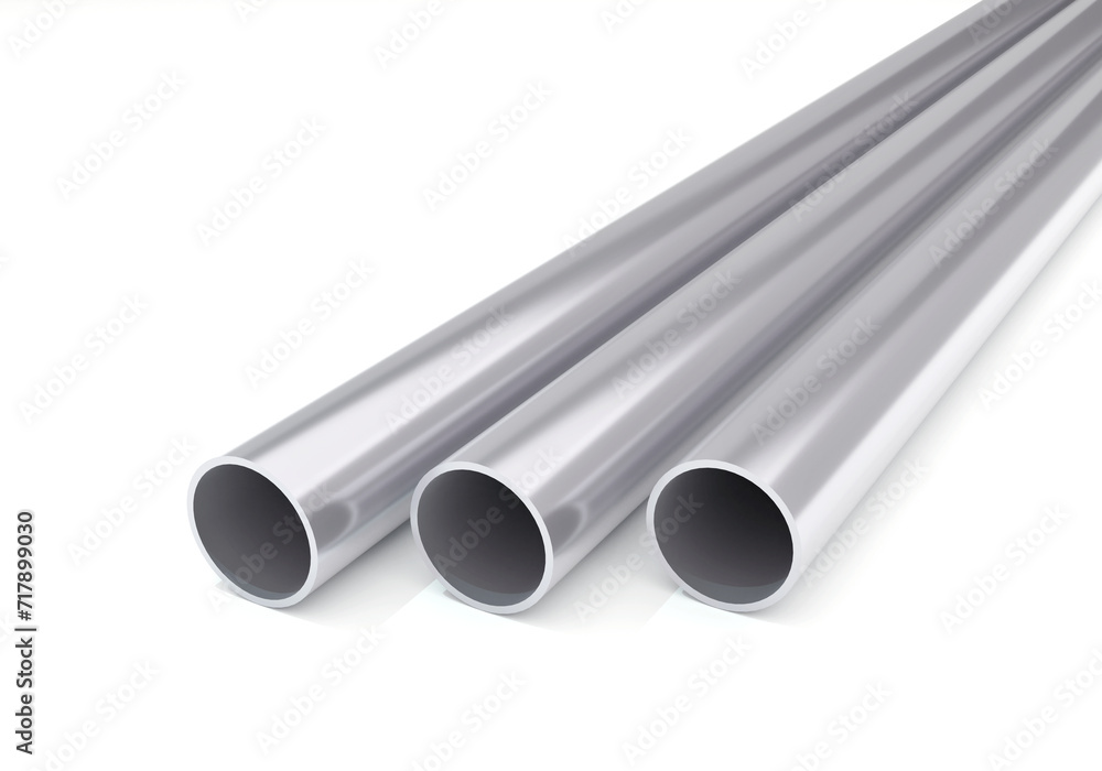 3 pipes. metal steel product. Steel galvanized and stainless. 3D rendering. 3 pipes. metal steel product. Steel galvanized and stainless. 3D rendering.