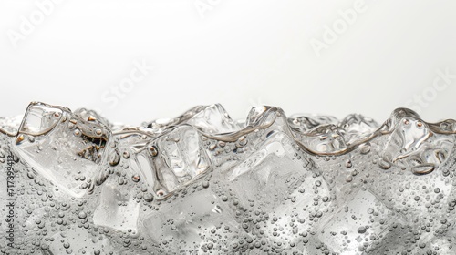 Sparkling Ice Cubes in Crystal Clear Carbonated Beverage