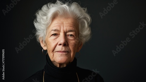 Timeless Beauty: Close-Up Portrait of an Elderly Woman with Silver Hair © romanets_v