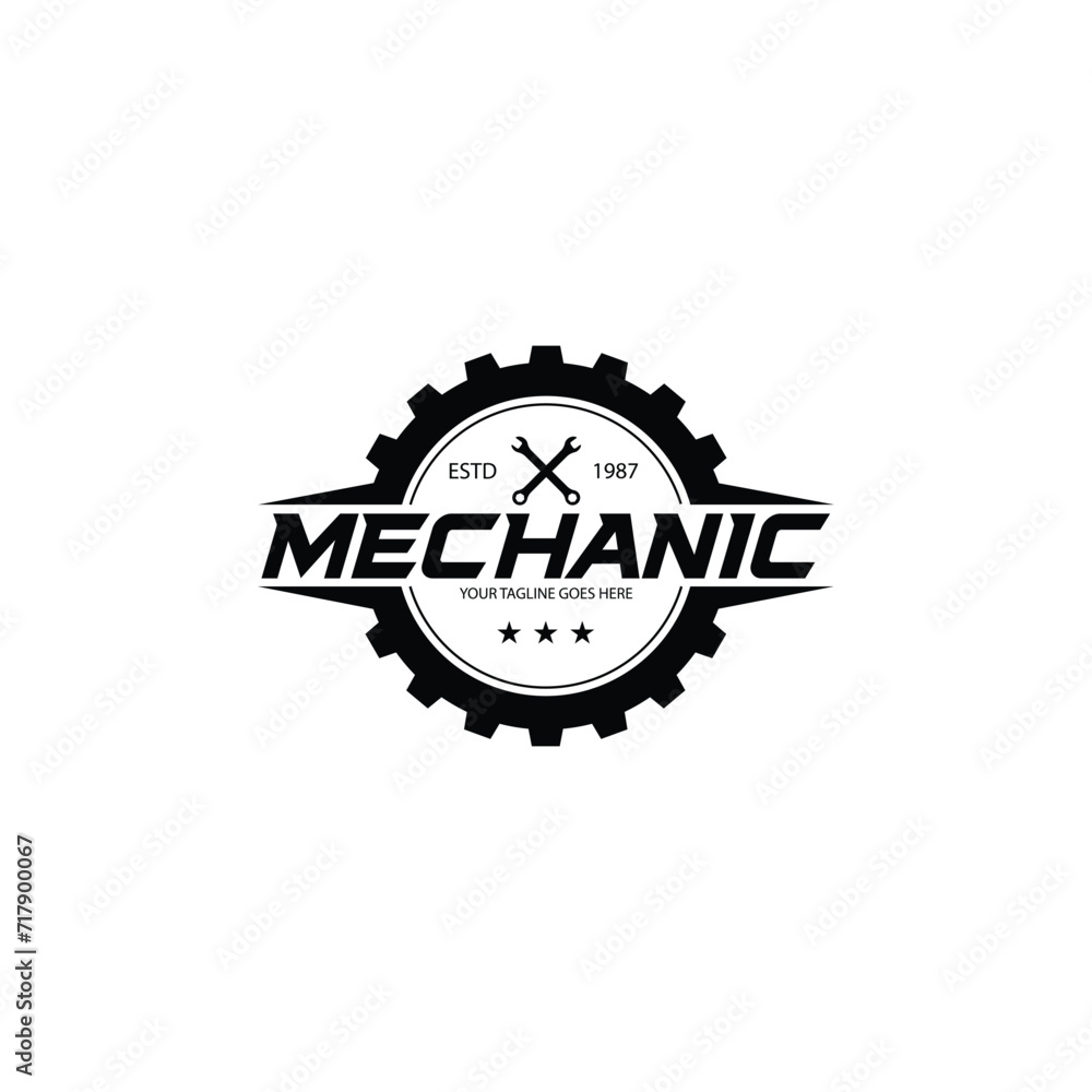 mechanic logo design vector white background mechanic logo design vector white background