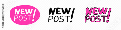New post social media handwritten typography sticker