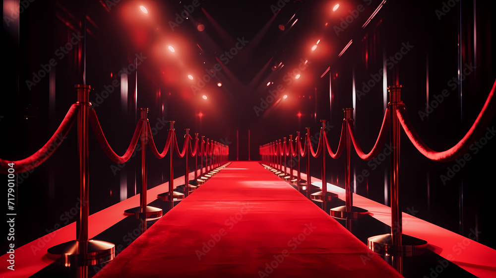 Luxurious and elegant red carpet staircase, holiday awards ceremony event Luxurious and elegant red carpet staircase, holiday awards ceremony event