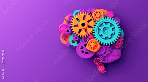 Creative Concept of Human Brain as Colorful Gears
