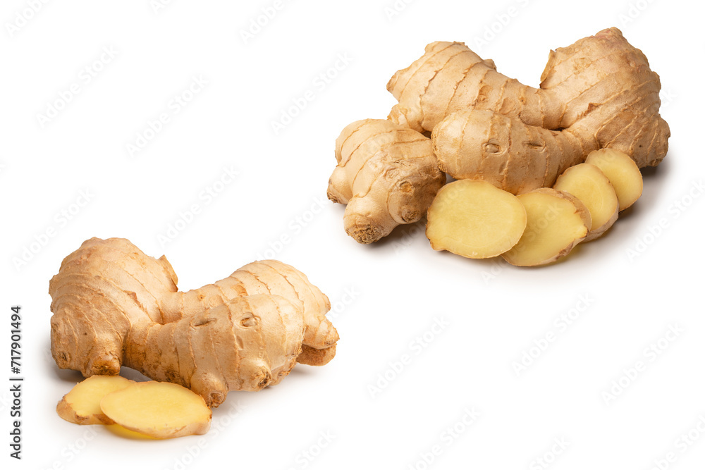 Ginger root isolated on white background.