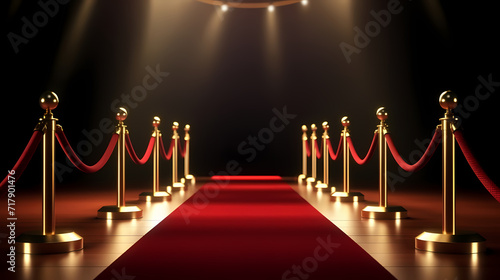 Luxurious and elegant red carpet staircase, holiday awards ceremony event