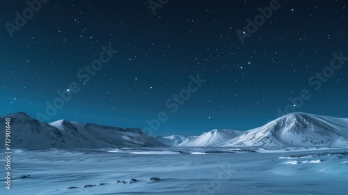 Starry Night over Snow-Capped Mountains in a Pristine Winter Wonderland © romanets_v