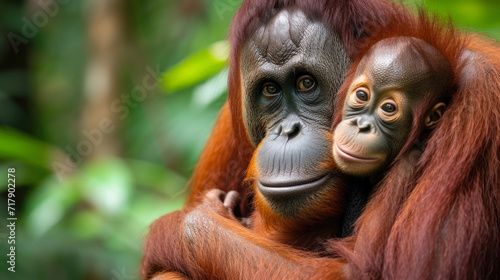 Orangutan Mother and Child: An Intimate Portrait of Primate Bonding