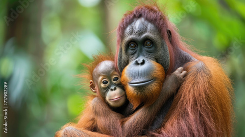 Orangutan Mother and Child: An Intimate Portrait of Primate Bonding