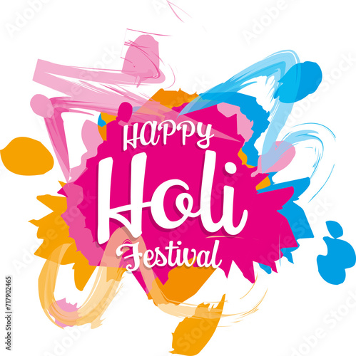 fuchsia spot with text happy holi festival with other colors