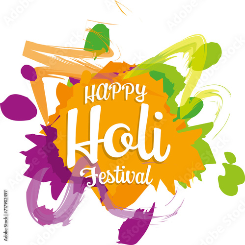 Vivid color illustration of a holi festival poster, the color yellow predominates