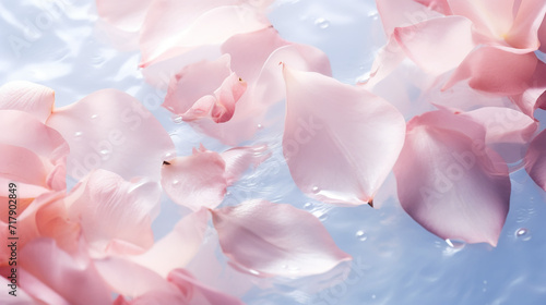 Pose petals floating on the water. Aesthetic background photography Ai generative