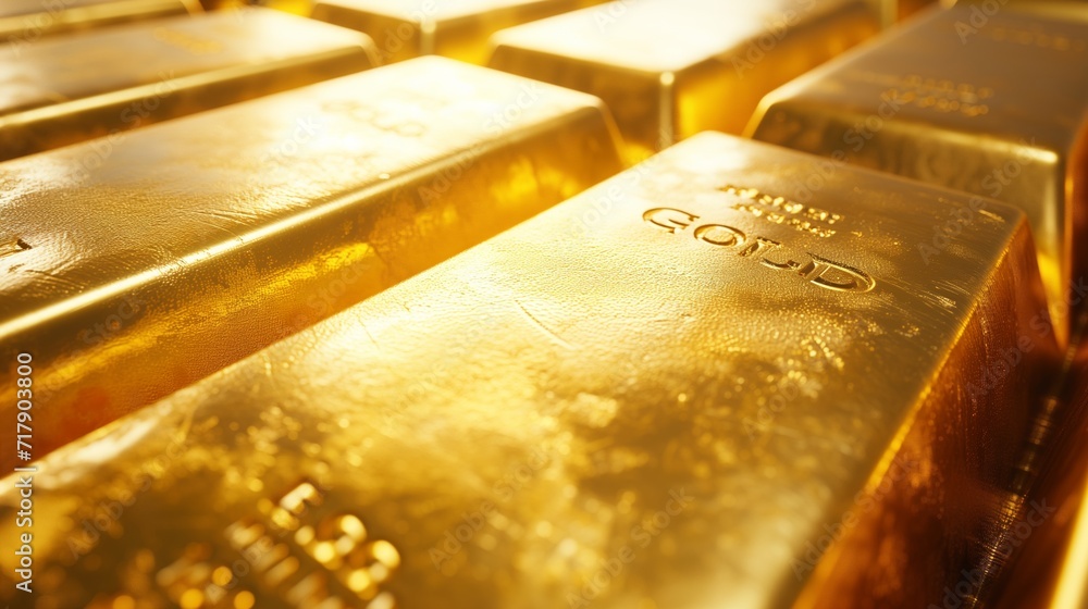 Close-up of Gold bars and Ingots Financial concept Close-up of Gold bars and Ingots Financial concept
