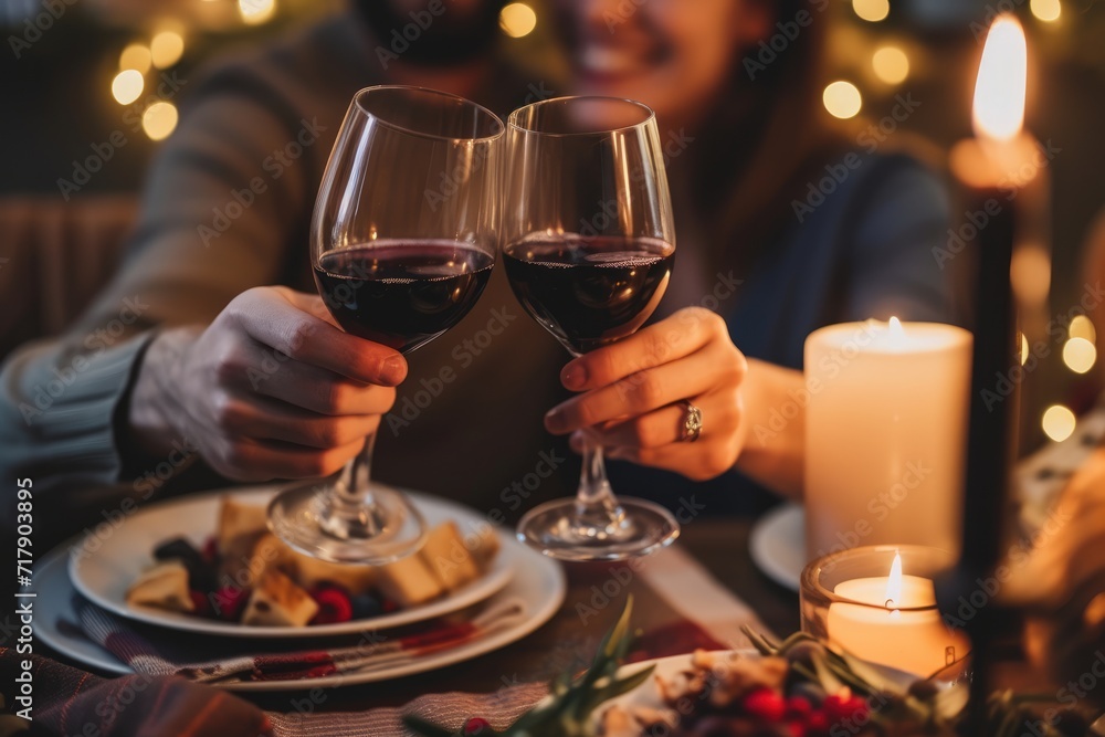 Valentine's day Elegant dining setup with crystal clear wine glasses and lit candles creating a warm, intimate ambiance, highlighted by soft glowing lights in the background. Ai generated Valentine's day Elegant dining setup with crystal clear wine glasses and lit candles creating a warm, intimate ambiance, highlighted by soft glowing lights in the background. Ai generated