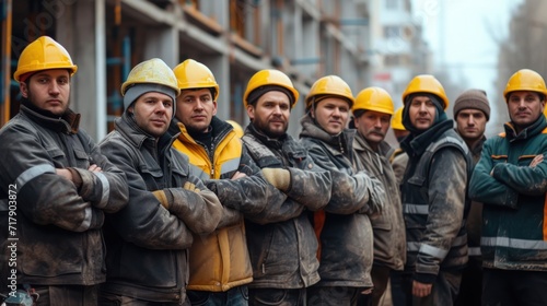 Worker, builder, molarist, plasterer performs his work wearing a helmet. Construction profession, work on the construction of buildings and structures.