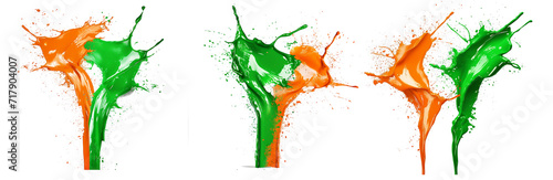 colours of the republic of ireland flag making a colour paint splash effect, white background photo