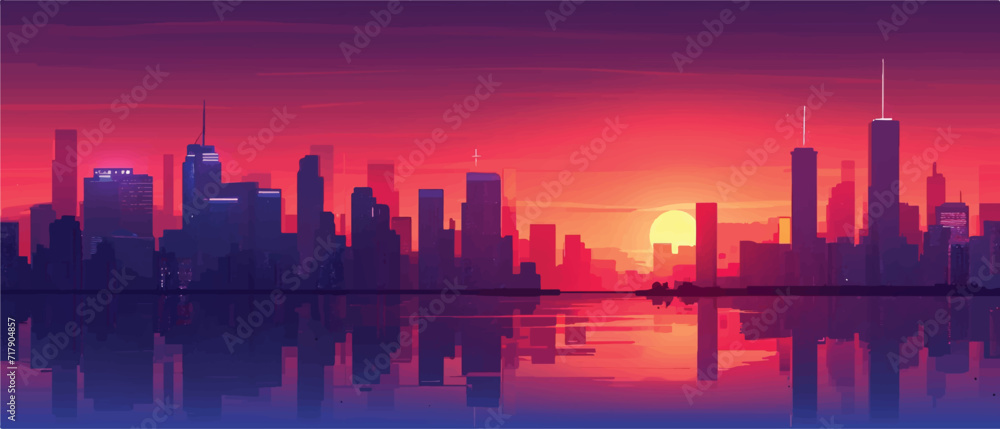 City of background with dusk panorama nuance illustration vector