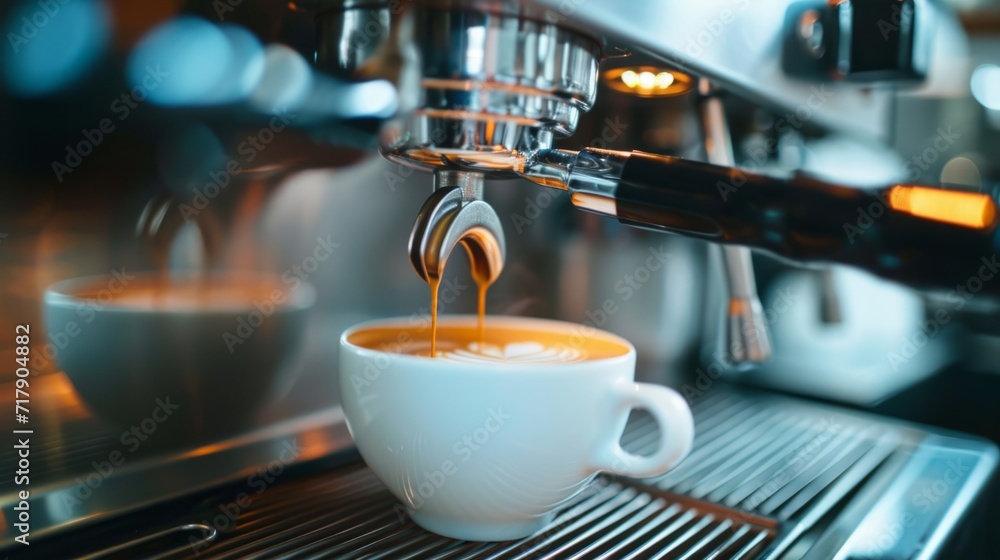 Closeup coffee machine with a cup of espresso. The process of making coffee. Closeup coffee machine with a cup of espresso. The process of making coffee.