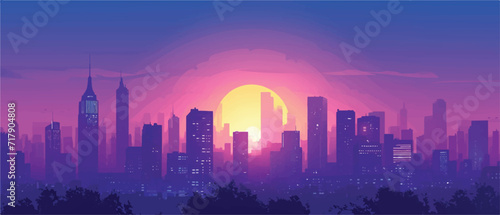City of background with dusk panorama nuance illustration vector photo