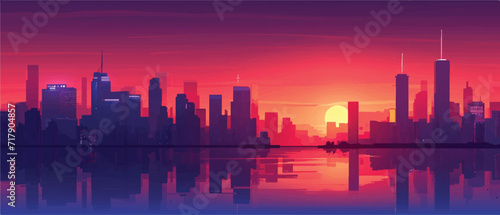 City of background with dusk panorama nuance illustration vector