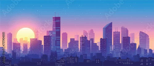 City of background with dusk panorama nuance illustration vector photo