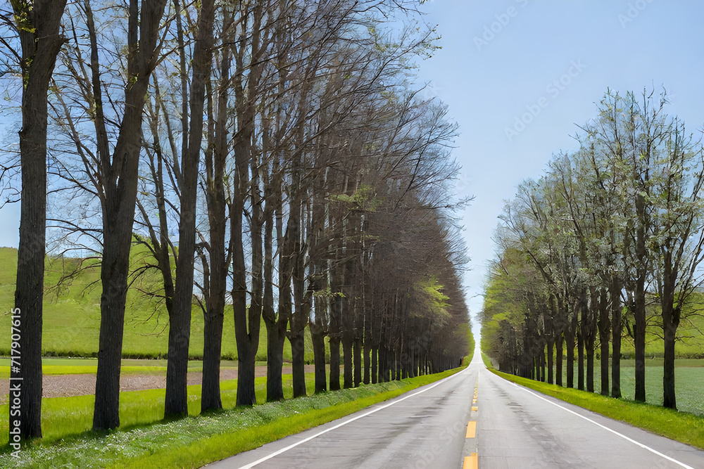 trees lined on either side