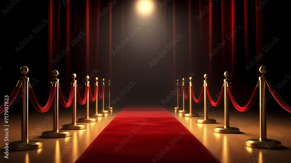 Red carpet on the stairs on dark background, the way to glory, victory and success Red carpet on the stairs on dark background, the way to glory, victory and success
