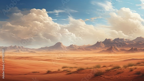 Endless, desert expanse, towering sand dunes, raw beauty, breathtaking, nature's wonder, wilderness. Generated by AI.
