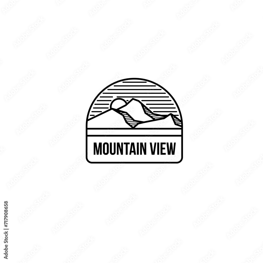 Obraz premium mountain view monoline logo for logo, icon, template, design, etc