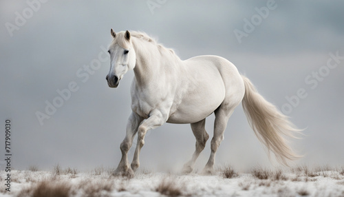 A white horse running 