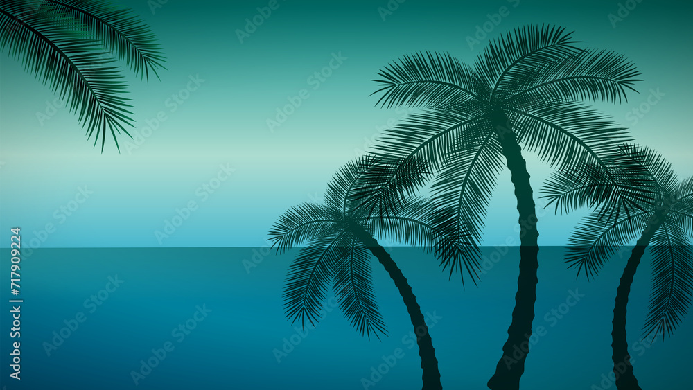 Tropical sea with palm trees background design