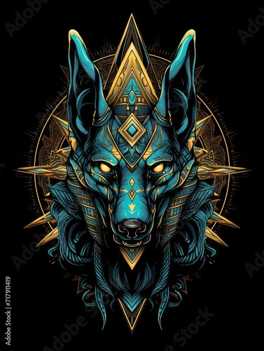 Mecha samurai Necro, Demon, skull, evil, hell, anime girl, illustration. Print for T-shirts and poster	