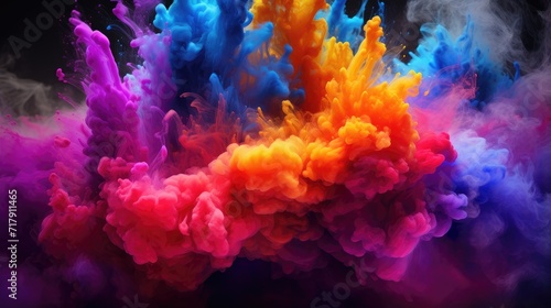 captivating powder color explosion in the air. high-definition visual art for creative projects background